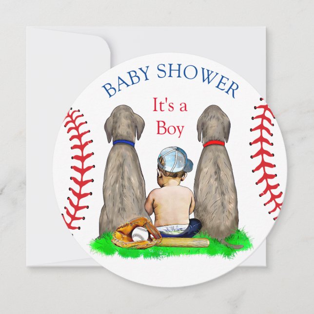 Boy's Baseball Themed Baby Shower Invitation (Front)