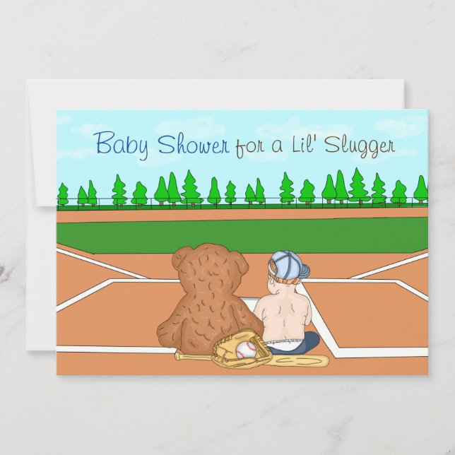 Boy's Baseball Themed Baby Shower Invite (Front)