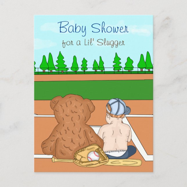 Boy's Baseball Themed Baby Shower  Postcard (Front)