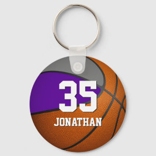 boys basketball w purple grey team colours key ring