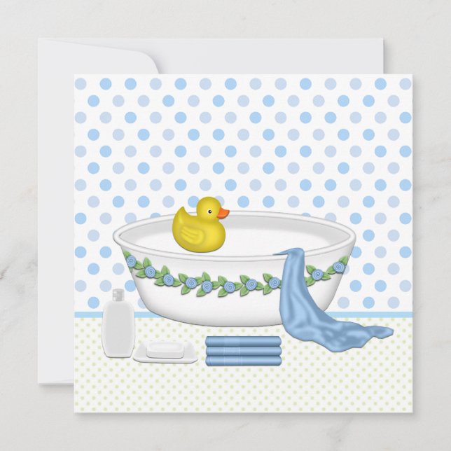 Boys Bath Time Baby Shower Invitation (Front)