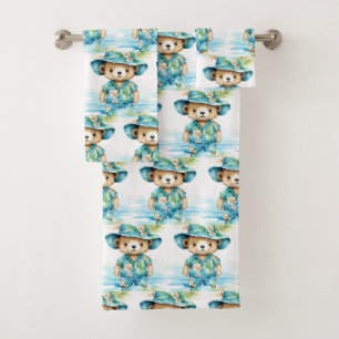 Boy's Bath Towel Set   Blue Teddy Bears   Bathtime
