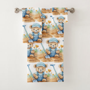 Boy's Bath Towel Set   Blue Teddy Bears   Bathtime