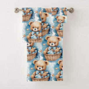 Boy's Bath Towel Set   Blue Teddy Bears   Bathtime