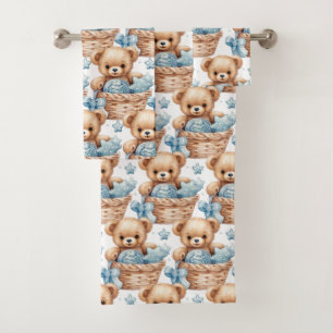 Boy's Bath Towel Set   Blue Teddy Bears   Bathtime