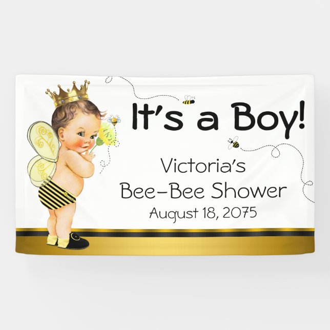 Boys Bee Baby Shower Banner (Horizontal)