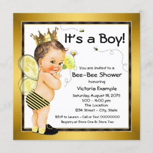Boys Bee Baby Shower Invitation
