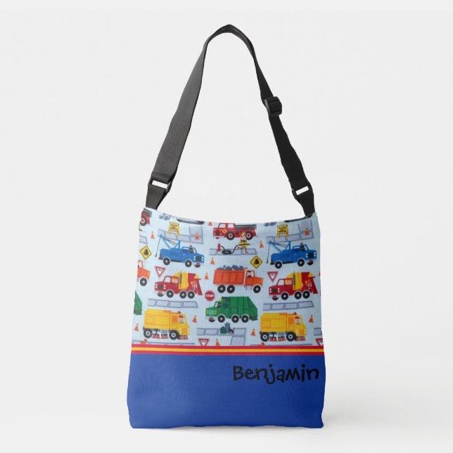 Boys Big Trucks Cross Body Bag (Front)