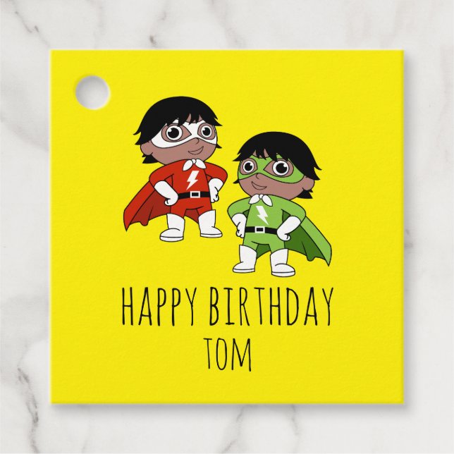 Boys Birthday Action Hero Favour Tags (Front)