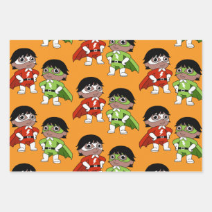 Boys Birthday Action Hero Wrapping Paper Sheet