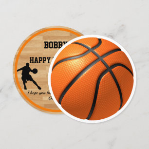 Boys Birthday Basketball Add Name Round Card