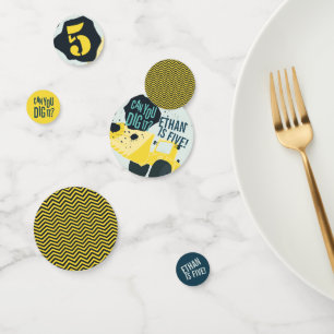 Boys Birthday Construction Truck Blue Yellow Confetti