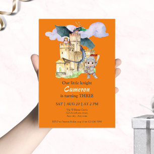 Boys Birthday Fairytale Knight Castle Dragon  Invitation
