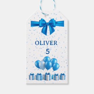 Boys Birthday Gift Tags - Present & Confetti