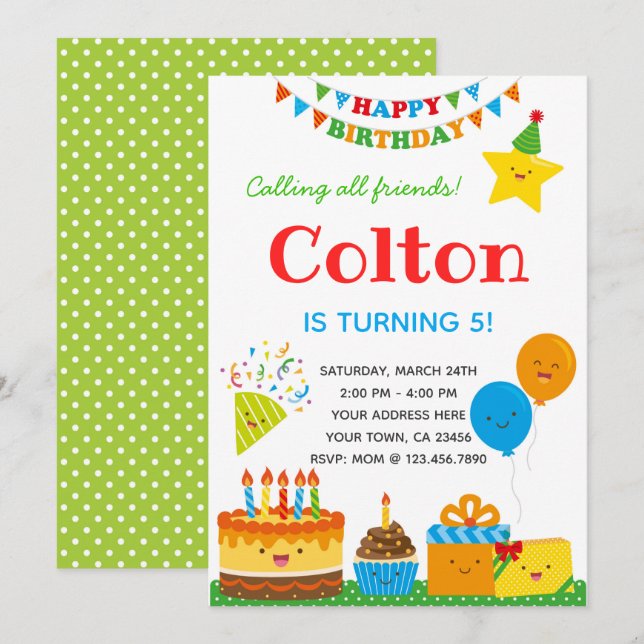 Boys Birthday Invitation (Front/Back)