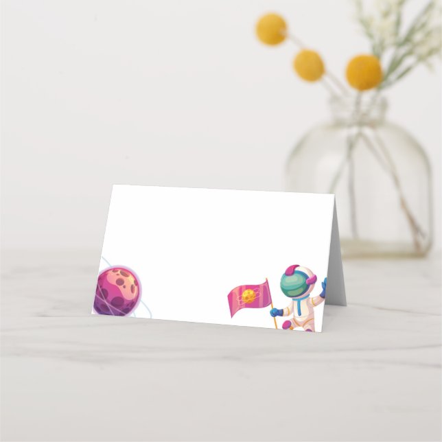 Boy's Birthday - Outer Space - Tent Cards (Front)