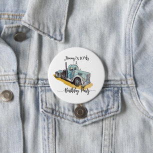 Boys Birthday Party Blue Semi Truck 7.5 Cm Round Badge