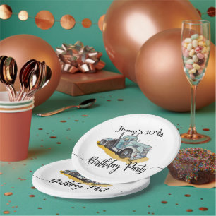 Boys Birthday Party Blue Semi Truck Paper Plate