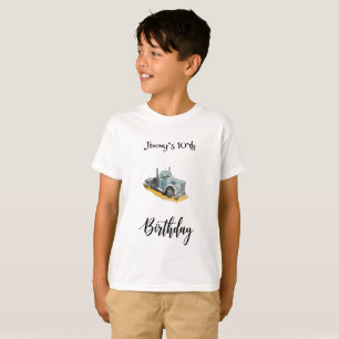 Boys Birthday Party Blue Semi Truck T-Shirt