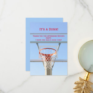 Boys Birthday Party Blue Sky Basketball Hoop Thank You Card