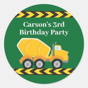 Boys Birthday Party Custom Green Truck Kids Classic Round Sticker