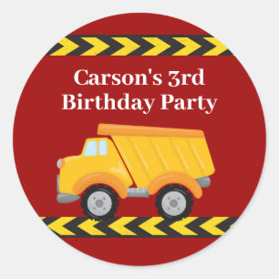 Boys Birthday Party Custom Red Dump Truck Kids Classic Round Sticker