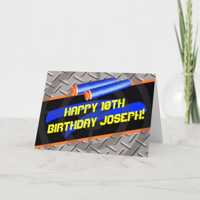 Boys Birthday Party Dart Wars Laser Tag Foam Decor Card (Front)
