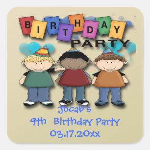 Boy's Birthday Party Favour stickers