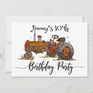 Boys birthday party with antique tractor design save the date