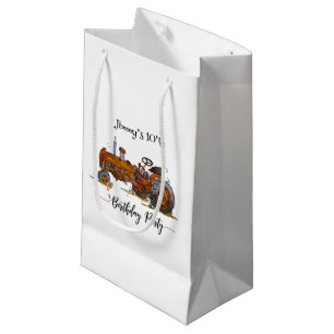 Boys birthday party with antique tractor design small gift bag
