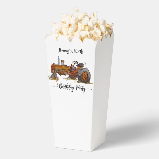Boys birthday party with tractor design popcorn  favour box (Popped)