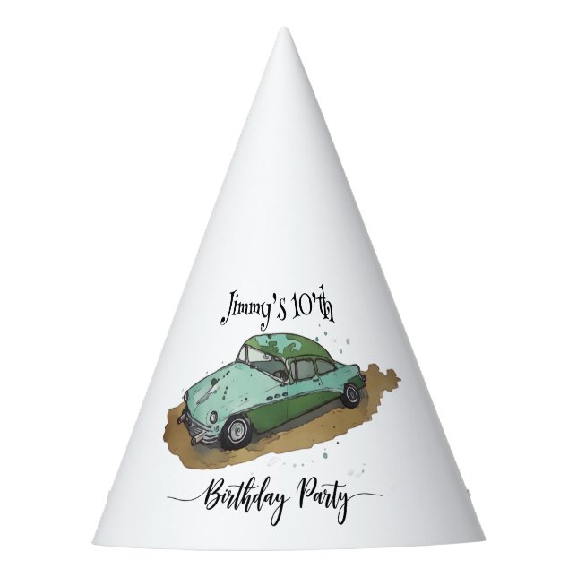 Boys birthday party with two toned sedan hat (Front)