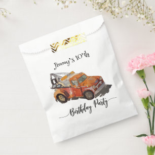 Boys birthday party with wrecker favour bags