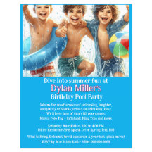 Boys Birthday Pool Party Invitation Flyer