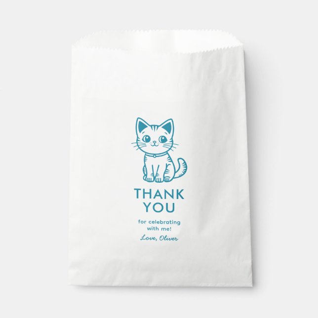 Boy's birthday with custom colours cute kitten favour bags (Front)