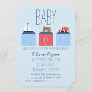 Boys Blocks Baby shower Invitation