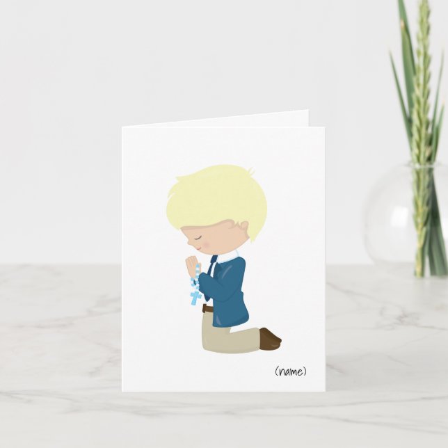 Boys (Blonde Hair) First Holy Communion  Card (Front)