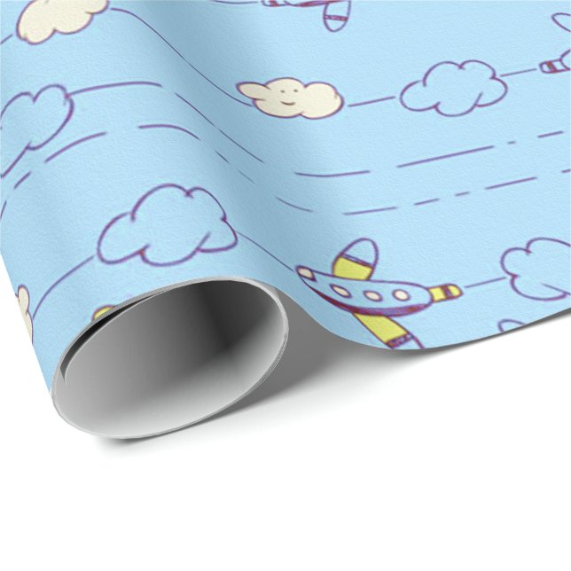 Boys blue aeroplanes wrapping paper (Roll Corner)