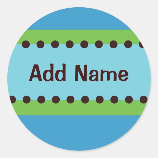 Boys Blue and Green Birthday Sticker Customisable (Front)