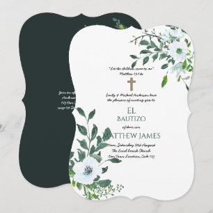 BOYS Blue BAUTIZO Bautismo Baptism Botanical Invitation