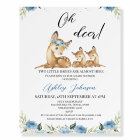 Boys Blue Floral Oh Deer Twins Baby Shower 