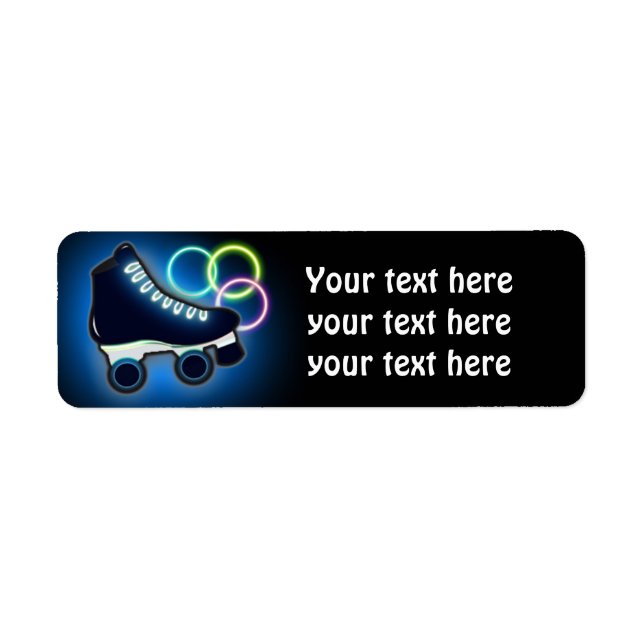 Boys Blue Glow Skate Birthday Party Address Labels (Front)