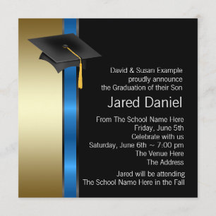 Boys Blue Gold Graduation Announcements