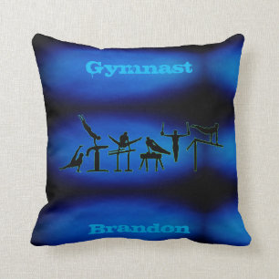 Boys Blue Gymnastics Throw Pillow with His Name!