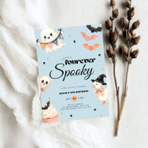 Boys Blue Halloween Fourever Spooky 4th Birthday