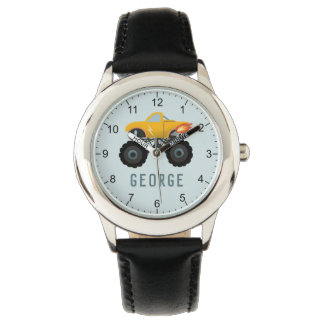 Boys Blue Monster Hot Flames Truck Kids Watch