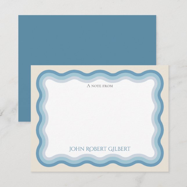 Boys Blue Personalised Note Card Flat Stationery (Front/Back)