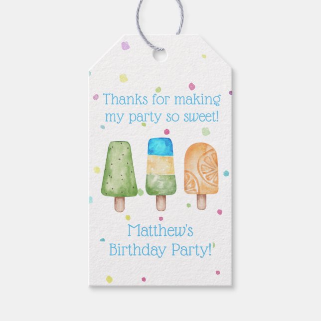 Boys Blue Popsicle Birthday Favour Tag (Front)
