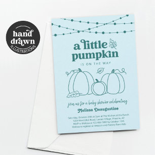 Boys Blue Pumpkin Baby Shower Invitation
