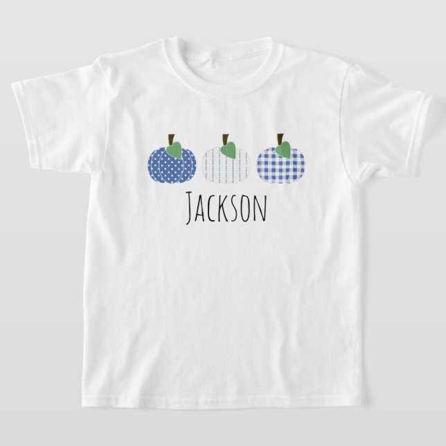 Boys Blue Pumpkin Trio T-Shirt (Laydown)